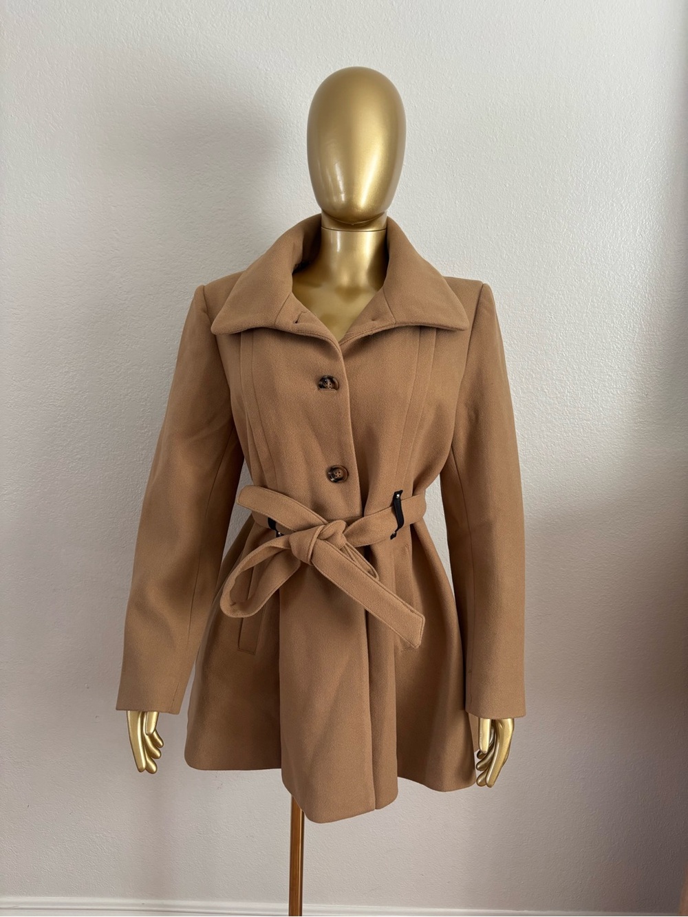 Tailored Camel Belted Trench Coat